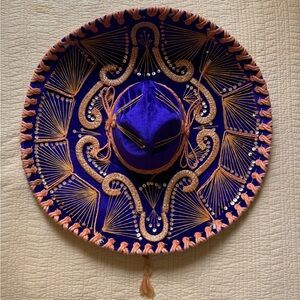 Blue and Gold Embroidered Sombrero
